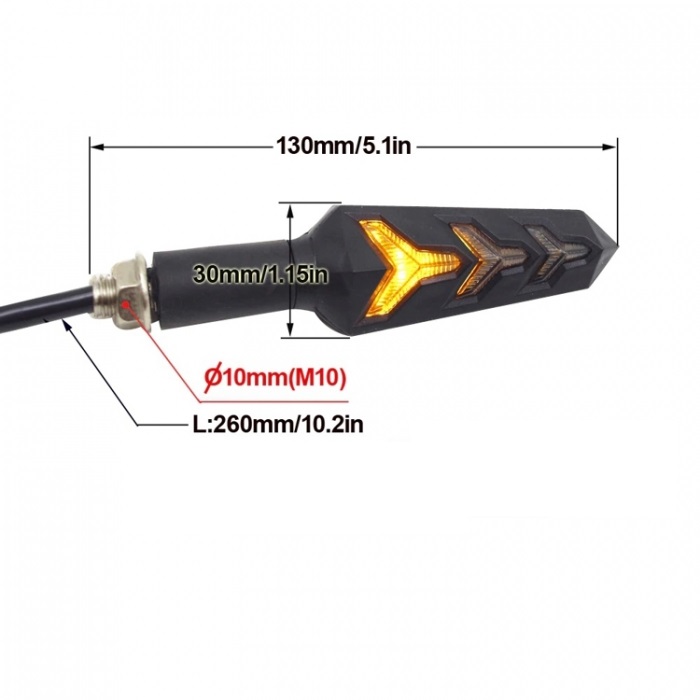 Lot De 4 Clignotants LED Ambre 12V Pour Moto - 14 LEDs Par Feu, Noir